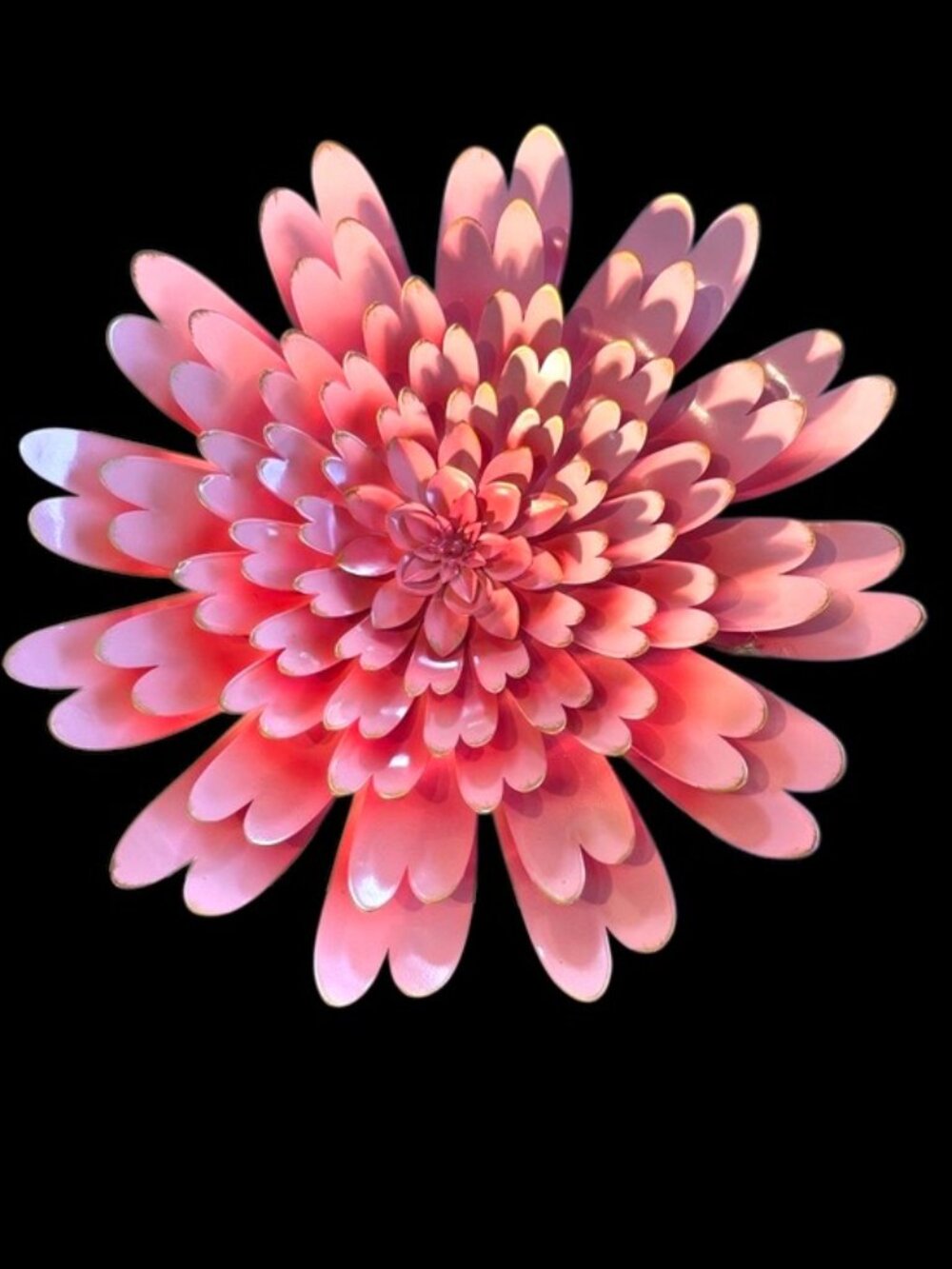 NWT Ashland Coral Pink Metal Flower Wall Decor 3D Dahlia Chrysanthemum